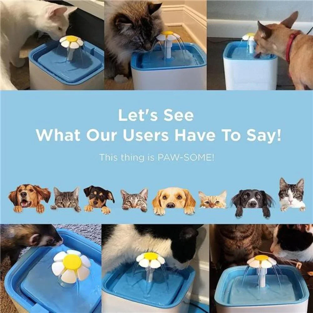 Cat Water Fountain - Automatic Pet 84oz/2.5L Water Dispenser with 3 Filters